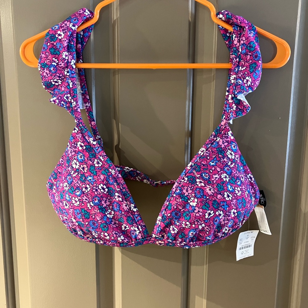 NWT J. Crew Floral Bikini Top Large